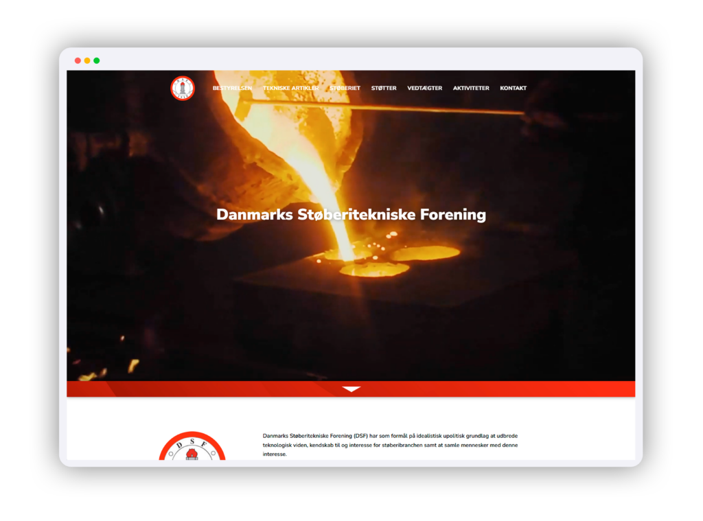 Billede af Danmarks Støberitekniske Forenings hjemmeside